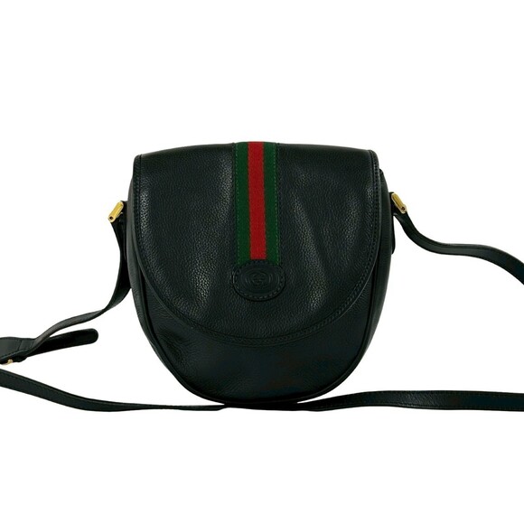 Gucci Handbags - GUCCI Authentic Vintage Black Leather Shoulder Bag